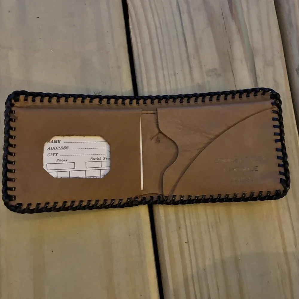 4WD Truck Leather Wallet USA Scene Handmade Whipstitch Bi Fold USA Made New